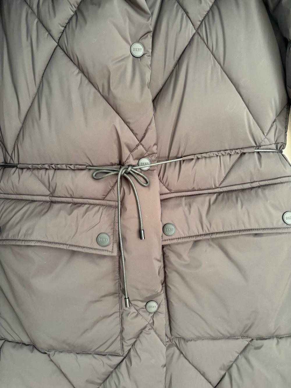 DKNY - Quilted Longline Puffer Coat - Belted Waist - Size S - Picture 4 of 8